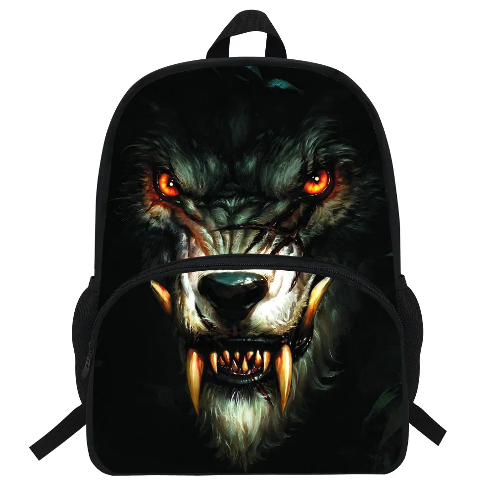 16 Inch Popular Cartoon Children School Backpack Wolf Printing