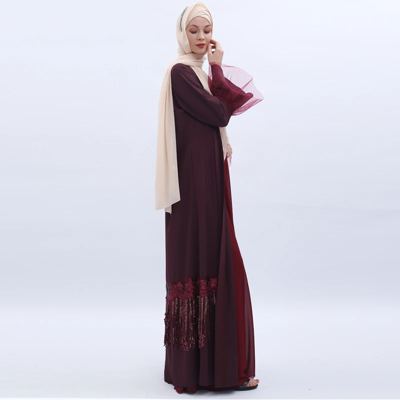 Кимоно абайя с блестками и кисточками, Дубайский хиджаб, мусульманское платье, турецкий кафтан, абайя s, Женский кафтан, мусульманская одежда, халат, женский кардиган
