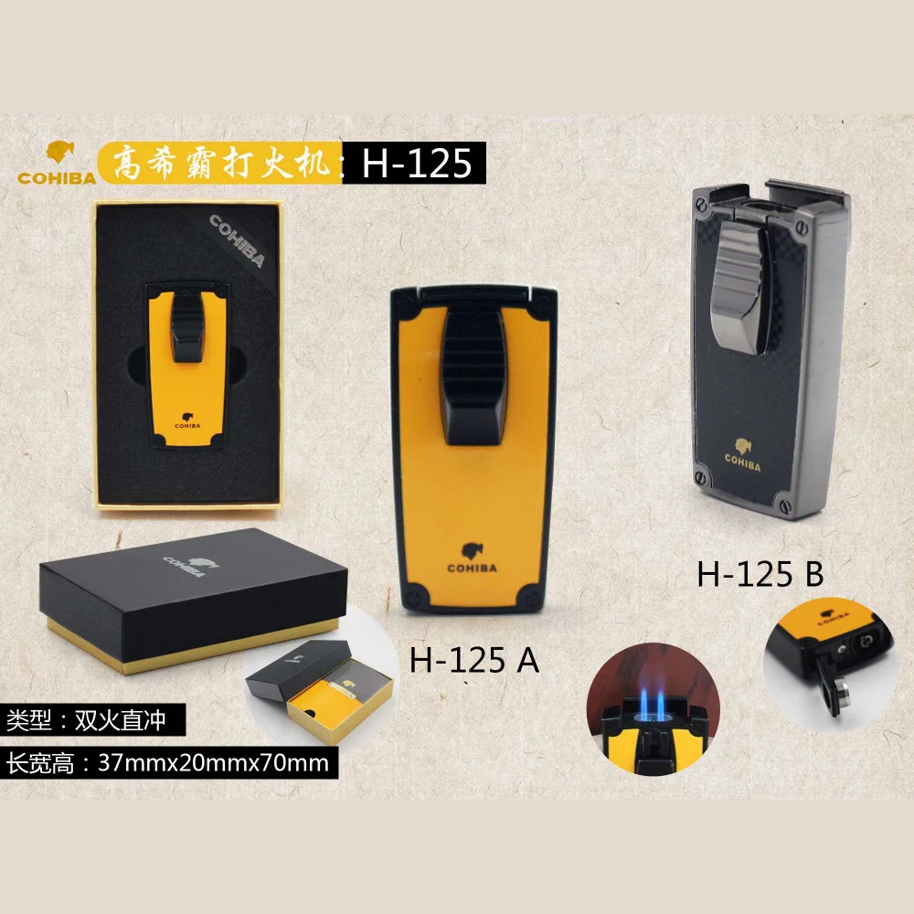 New Arrived COHIBA Alloy 2 Torch Jet Flame Cigar Lighter With Punch