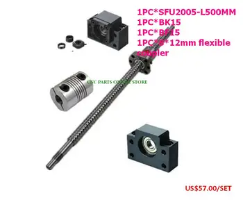 

2005 ballscrew set:SFU2005-L500mm Ball screw-C7+BK/BF15 Support+8*12mm flexible coupler