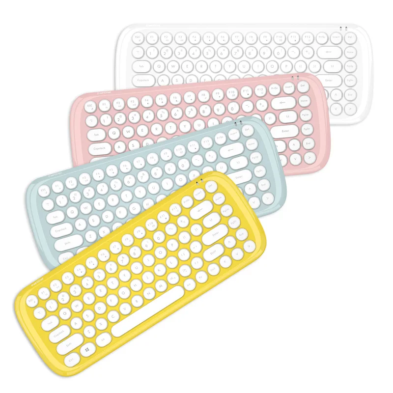 

Fanshu Retro Typewriter Style Wireless 84 Keys Keyboard Keypad Key Board with Cute Mouse for PC Desktop Laptop Home Office