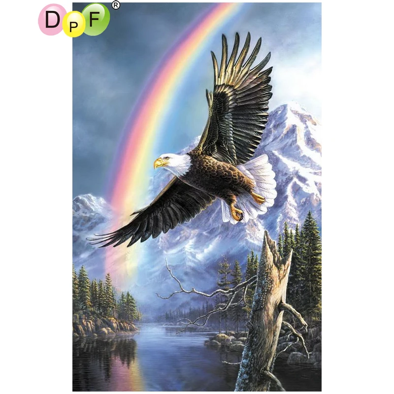 

DPF DIY The eagle rainbow 5D diamond mosaic square home decor diamond embroidery crafts diamond painting cross stitch needlework