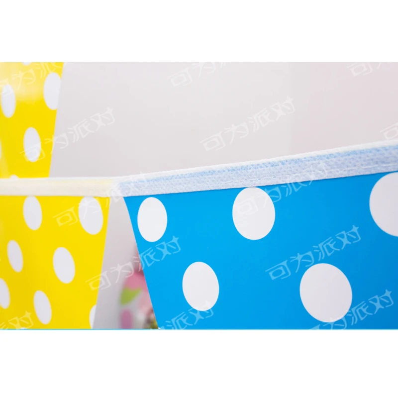 2,5 м украшения для детского душа баннер Детские сувениры флаги на день рождения Вымпел синий розовый зеленый узор в горошек бумажные подвесные гирлянды