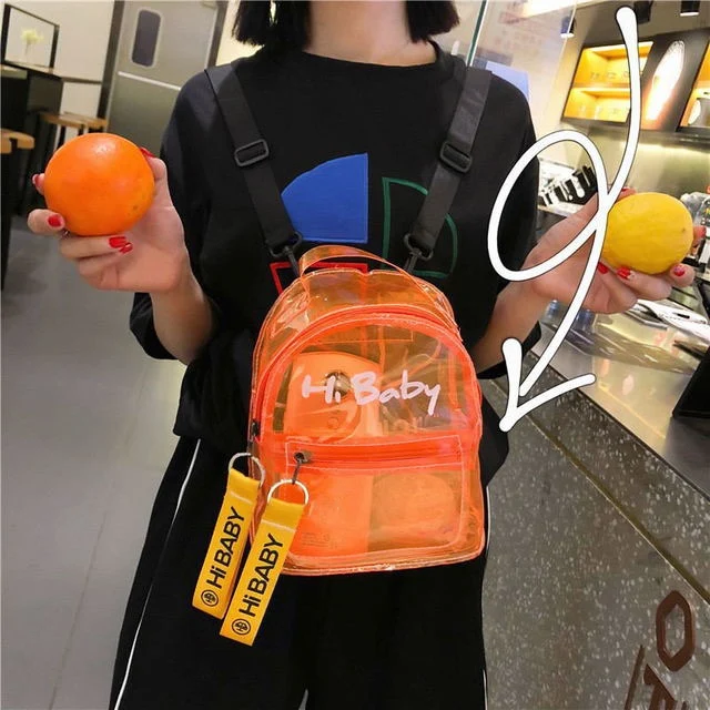 

Clear Transparent Women Backpack Cute Bow Ita Bags For School Mini Orange Black Schoolbags For Teenage Girls Fashion Bookbag