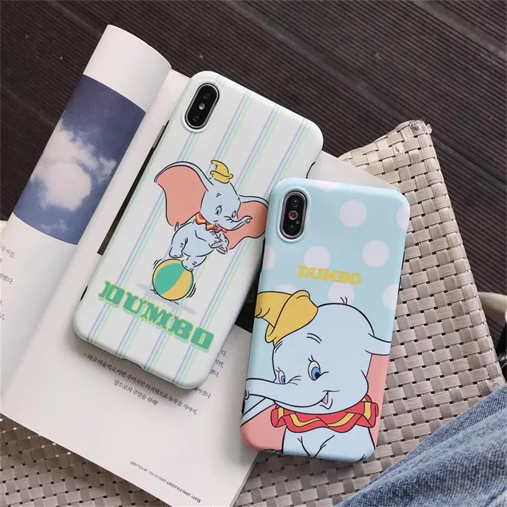 

Cute Cartoon Dumbo Elephant Phone Case For iphone X XR XS MAX Mobile phone back case for iphone 6 6S 7 8plus Cute Soft Cover