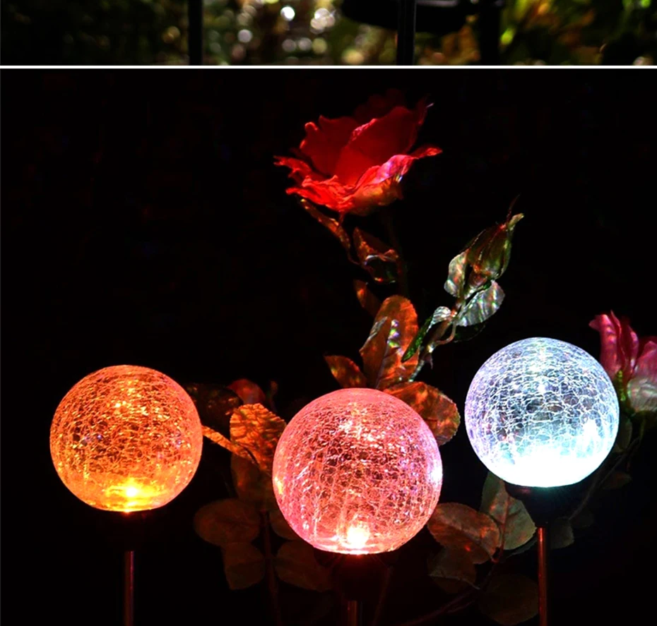 Crepitar de Vidro Solar ao ar Mudança da Cor da Decoração do Aço Luzes do Jardim Luzes Caminho Solar Globo Lâmpada Livre Inoxidável Gramado 8 Cor da Decoração do Aço Inoxidável Solar Gramado Luzes Do Jardim