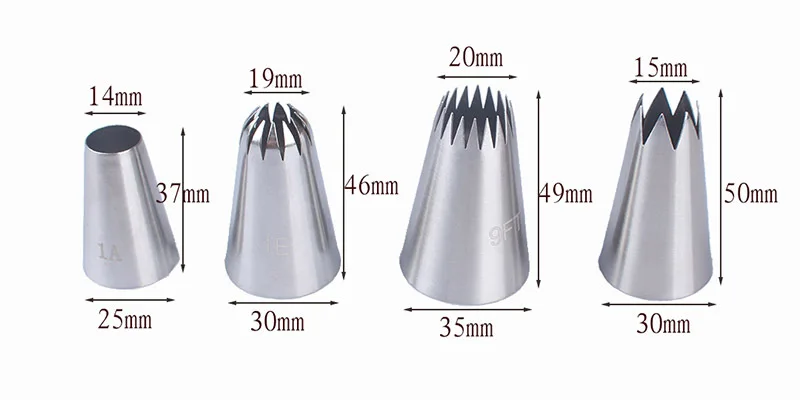 4 шт. большой размер глазурь трубопроводов сопла украшения торта Кондитерская насадка из нержавеющей стали рот помадка крем выпечки инструменты аксессуары
