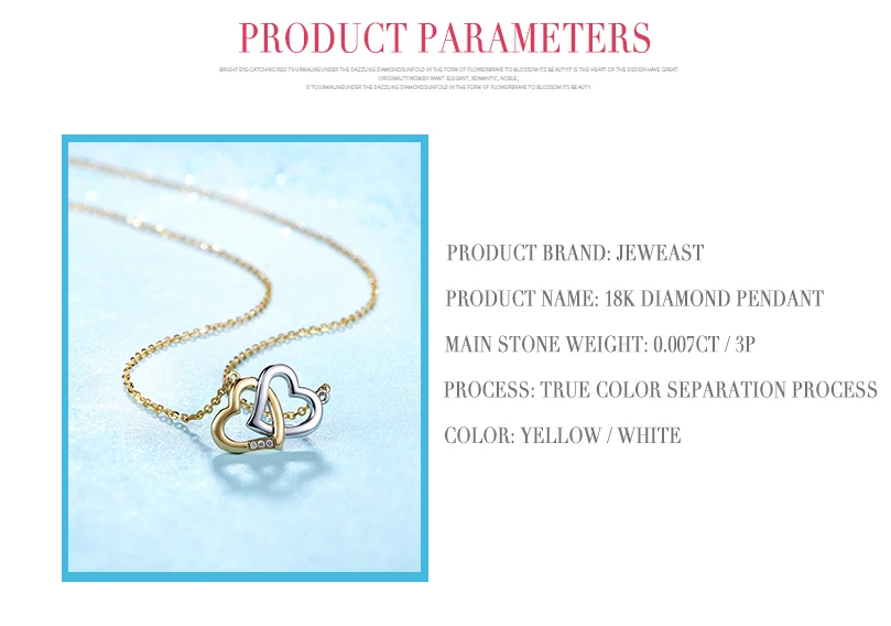 18K Gold Diamond Necklace Pendant Love Heart Lock Chain charm Gift Rose real natural pure women girl lover couple wedding party