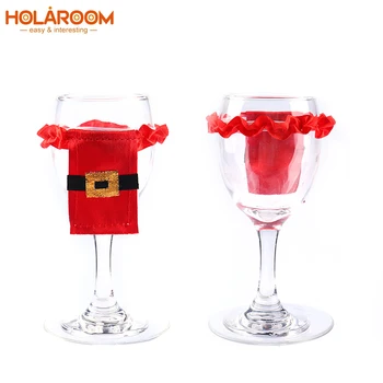 

8 pcs Santa Claus cup sleeve cover Christmas Wine Glass Flute Covers Creative Weeding Party cups Decoration home gift