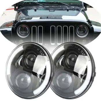 

DOT Approved 7Inch Round LED Headlights 2PCS 6000K Hi/Lo Beam Headlamp for Jeep Wrangler JK TJ LJ