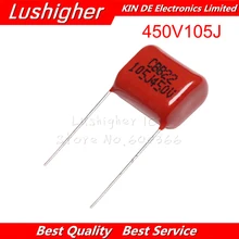 10 шт 1 мкФ 450V105J CBB полипропиленовый пленочный конденсатор с алюминиевой крышкой, Высота 15 мм 105 450V 105J 1 мкФ 105J450V