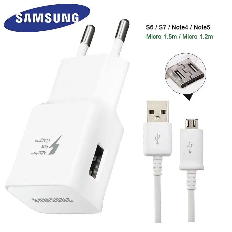 Original Samsung Fast Charger for Galaxy S6 S7 Note 4 5 A510 A710 Adaptive Quick Wall Travel