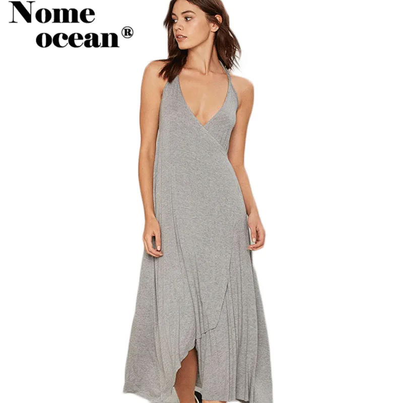 Wrapped Maxi Dresses Low high Sweep Ankle length Long Design Brand Dresses Swing Sweep Spaghetti