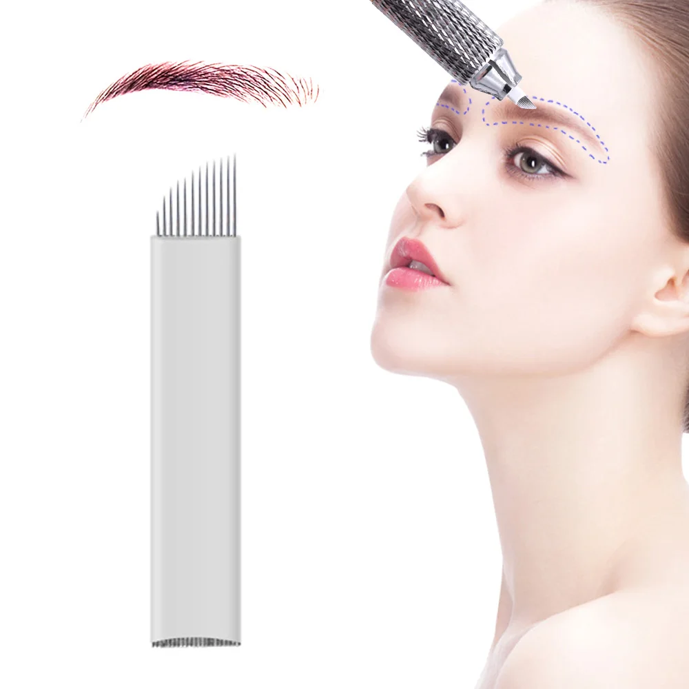 

New Arrivals 50PCS 12Pin Permanent Makeup Manual Eyebrow Tattoo Needles Blade For 3D Embroidery Microblading Tattoo Pen Machine