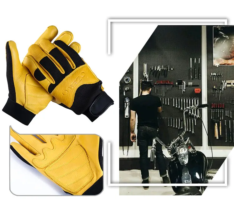 OZERO оленьей кожи мужские рабочие водительские перчатки кожаная защитная одежда безопасные рабочие гоночные гаражные перчатки для мужчин 8003