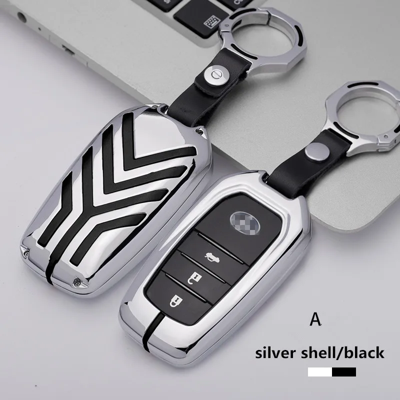 

Zinc Alloy Car Key Case Metal Cover Keychain Flip Folding For Toyota Yaris Camry Corolla Prado REIZ Crown RAV4 Hilux Shell Bag