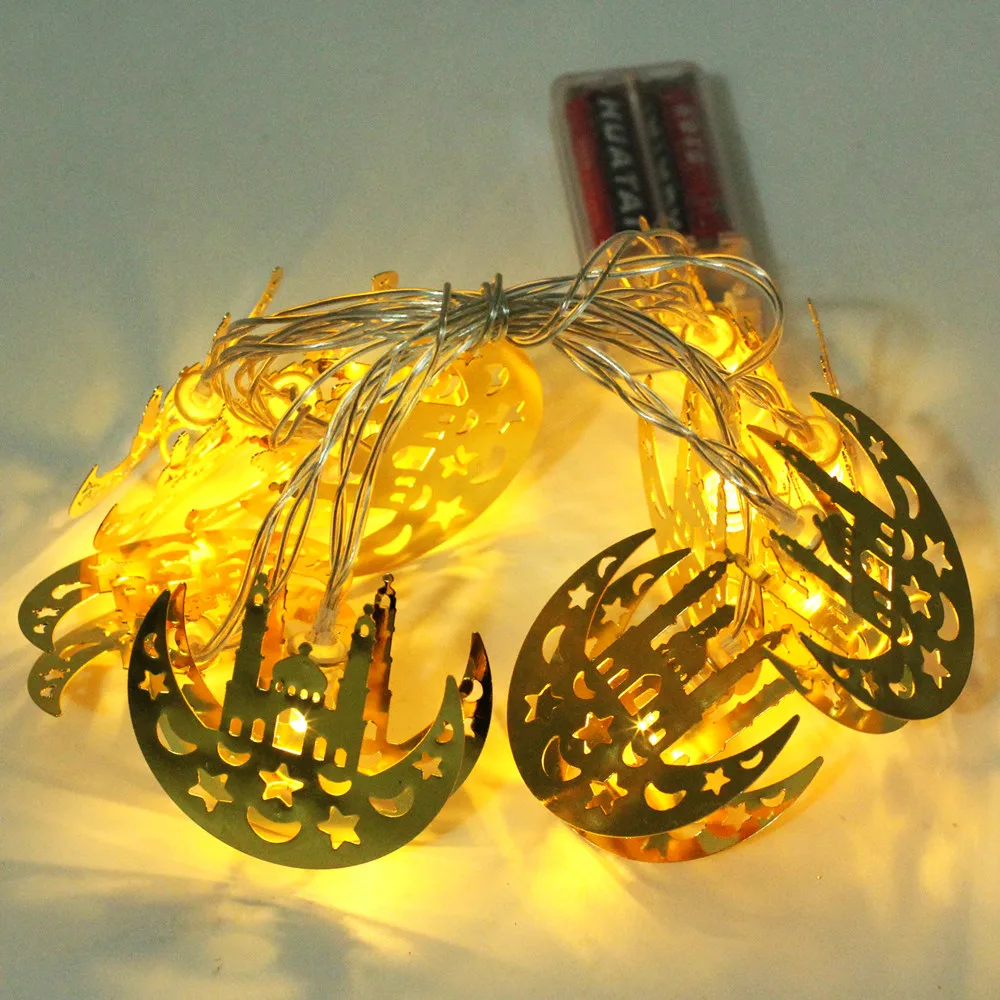 

10LED Castle Moon Home Decoration Battery Powered Lamp Crafts Holiday Gift Wedding Pendants String Light Muslim Decor Supply