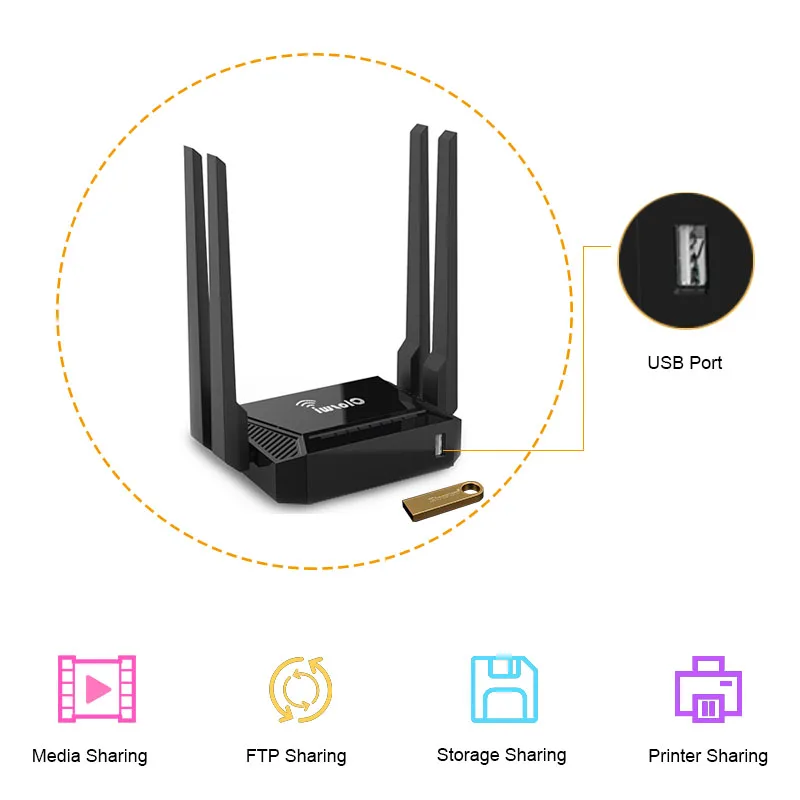 wifi signal booster 5ghz openWRT Router 300Mbps Access Point With 4 External Antennas Hotspot 7620N CPU WiFi Wireless Router USB Sharing English Version wi fi amplifier