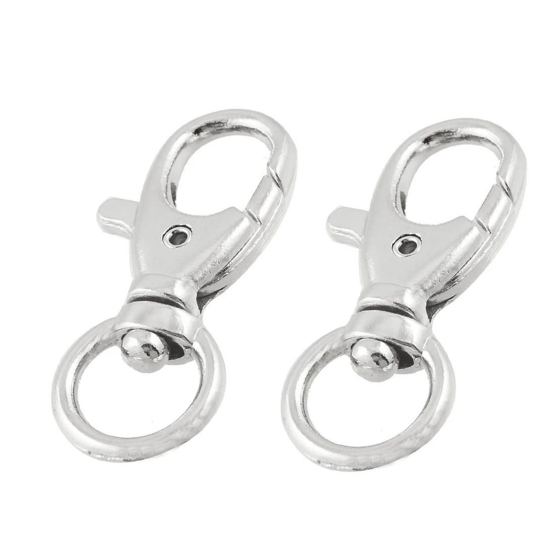 2 pcs Silver Tone Metal KeychaIn KeyRing Lobster Clasps Swivel Clipsin
