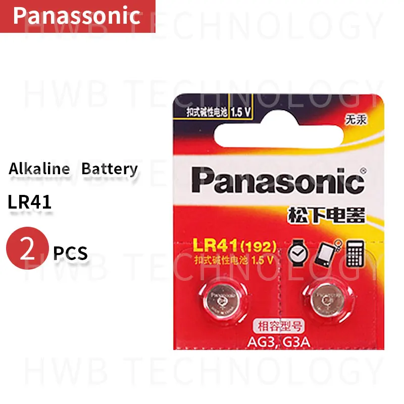2 шт. батарейки PANASONIC LR41 192 AG3 0% Hg 392A 1 5 В для калькулятор Hg|Часовые батарейки| |