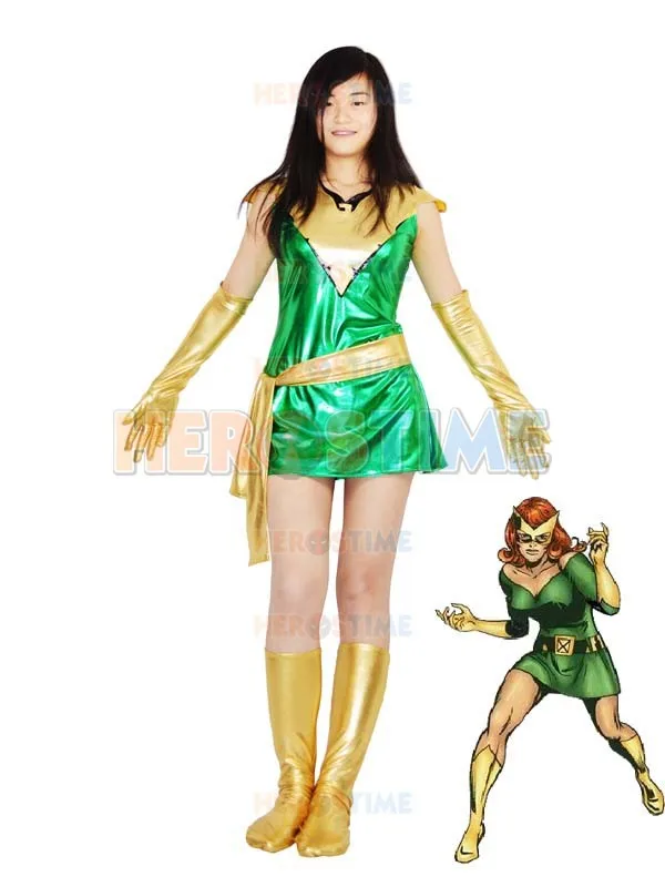

Jean Grey Phoenix Superhero Costume Shiny Metallic X-men costume Cosplay Party Hot Sale Free Shipping