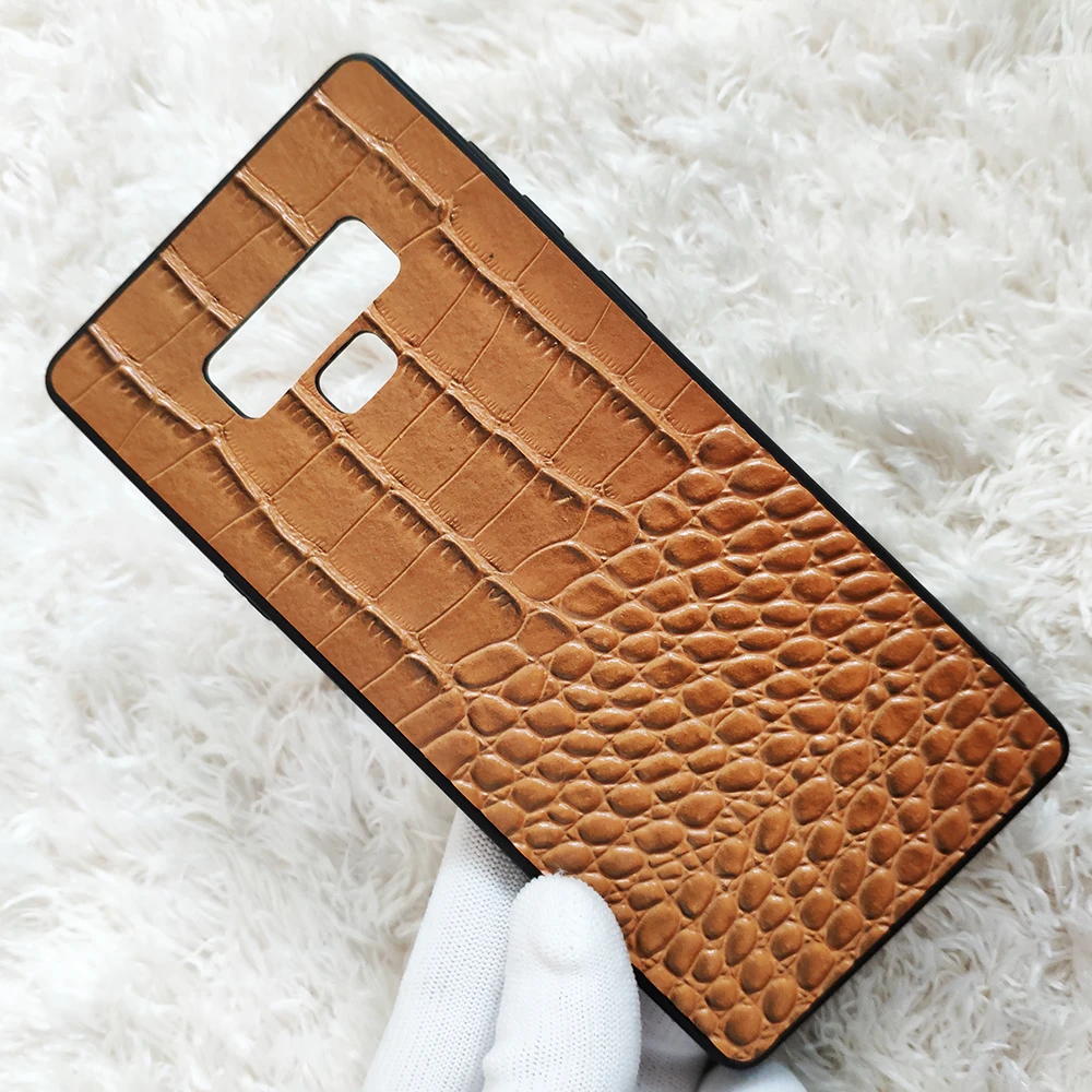 New Real Genuine Leather Soft TPU Silicone Back Cover Crocodile Grain Natural Cowhide Phone Case For Samsung Galaxy Note9 Note 9 |