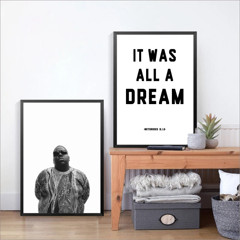 

Biggie Smalls Rap Lyrics Canvas Art Print Wall Poster, The Notorious BIG Art Decor Canvas Painting Wall Picture Home Decoration
