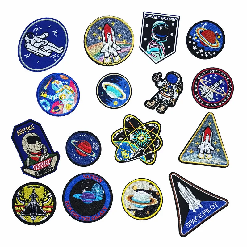 

1pcs Space flight Patches for Clothing Iron on Embroidered Sew Applique Cute Patch Fabric Badge Garment DIY Apparel Accessories