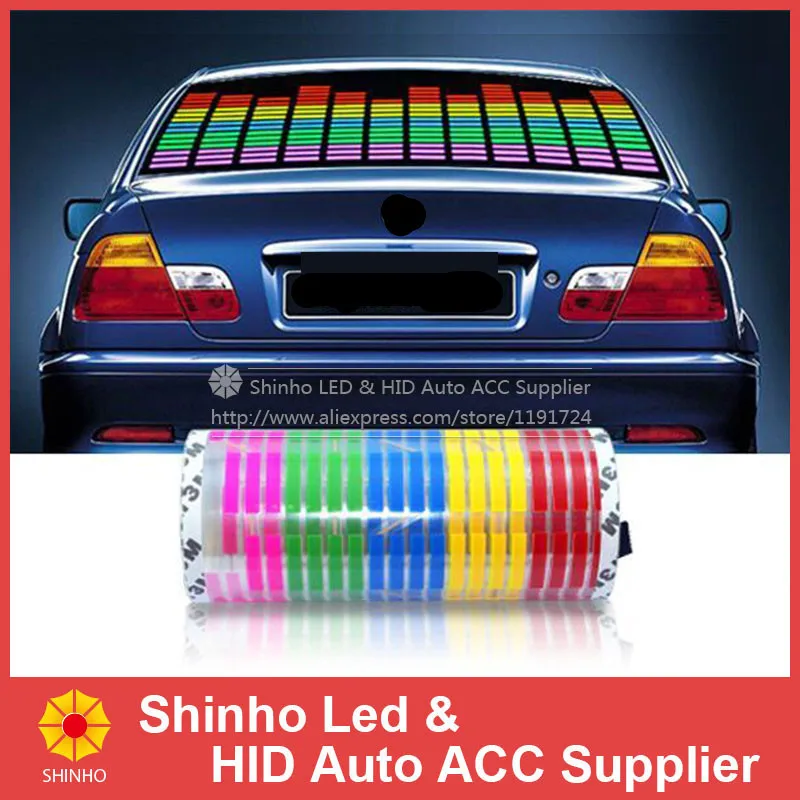 

Different size Colourful Flash Car Sticker Music Rhythm LED EL Sheet Light Lamp Sound Music Activated Equalizer car Stickers