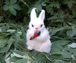 Симпатичные Моделирование Кролик Игрушка реалистичные ремесленных кролик с морковь около 11x8x16 см