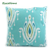 ESSIE HOME High-End estampado a mano verde fresco Ikat patrón almohada cojín o sofá aspecto vintage decoración del hogar