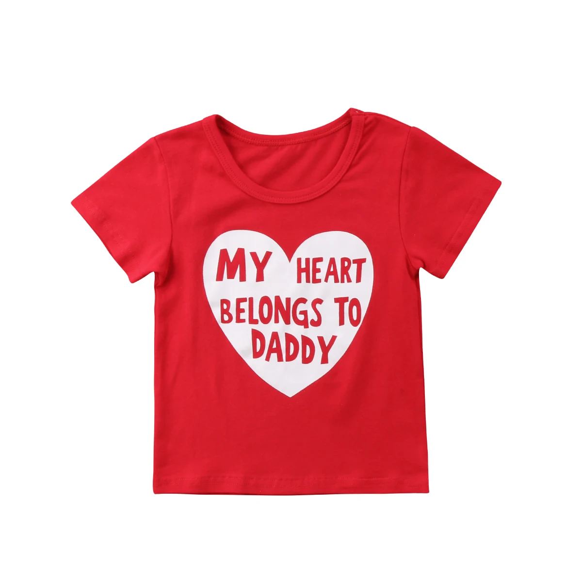 Infant Kids Baby Boy Girl Red Heart Cotton Tops T shirt Outfit Clothes