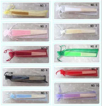 

( not include fan)Wholesale 100pcs/lot Silk Hand Fan with Organza Gift bag Wedding & Party Favors Gift