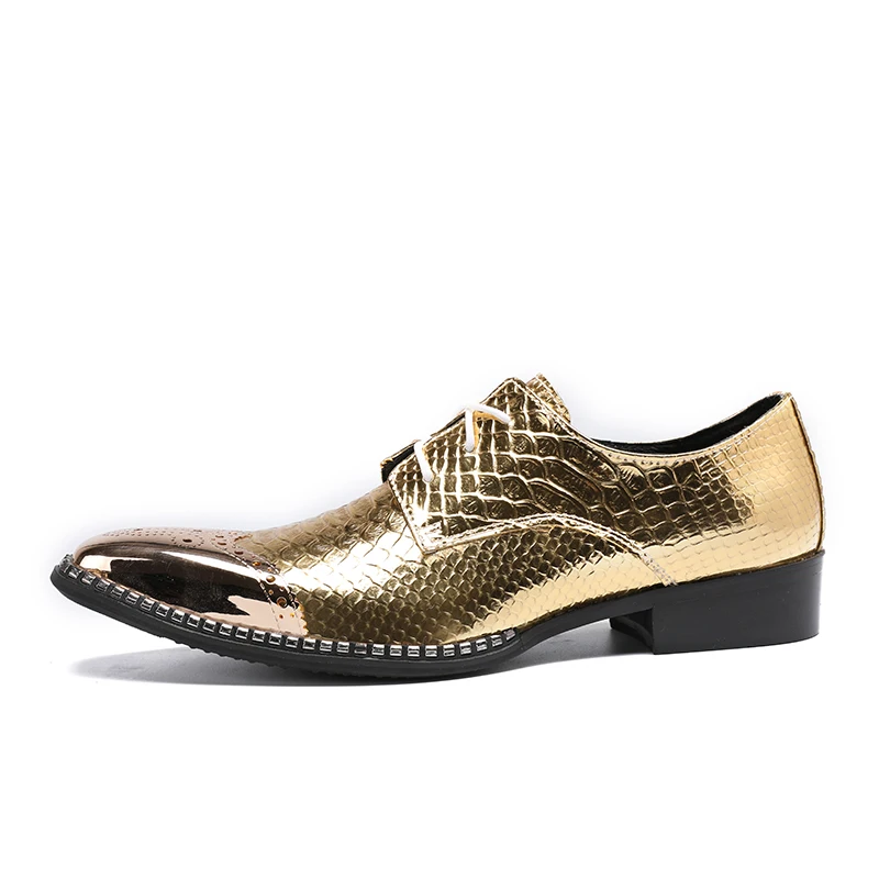 Dourado Ouro Botas De Da Artesanal Dos Casuais Festa Couro Sapato Vestido Rendas Sapatos Mabaiwan Casamento Até Masculino Do Homens Moda Apartamentos Rvqq0w