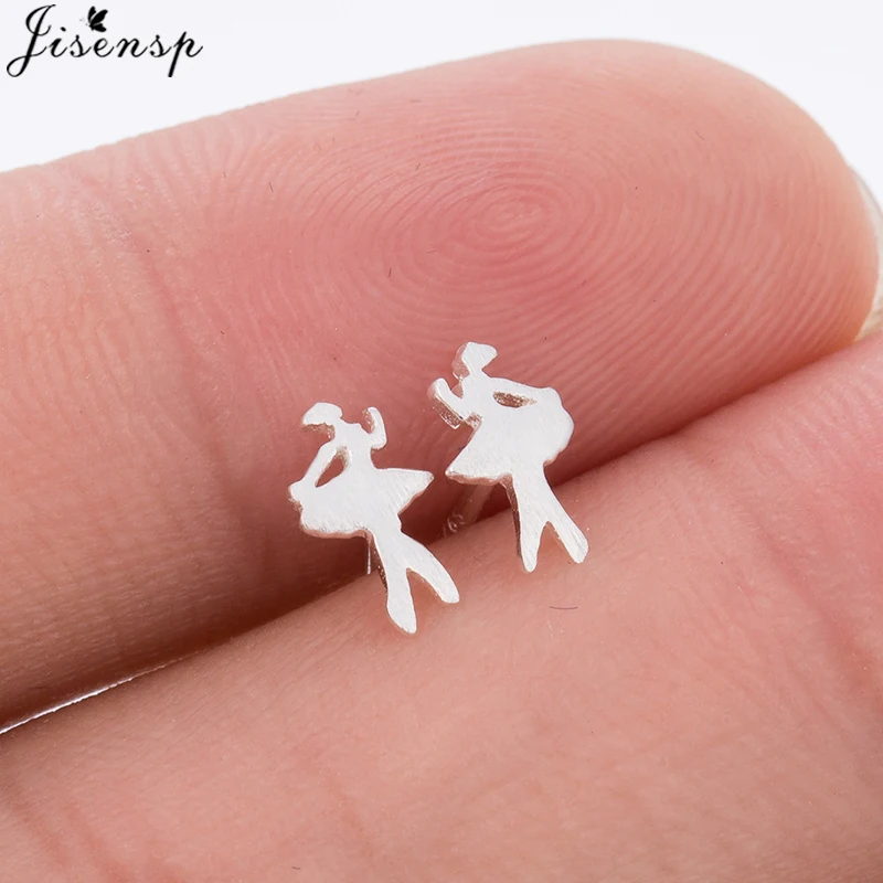 Jisensp 925 Sterling Silver Women's Fashion Cute Tiny Ballet Dancer