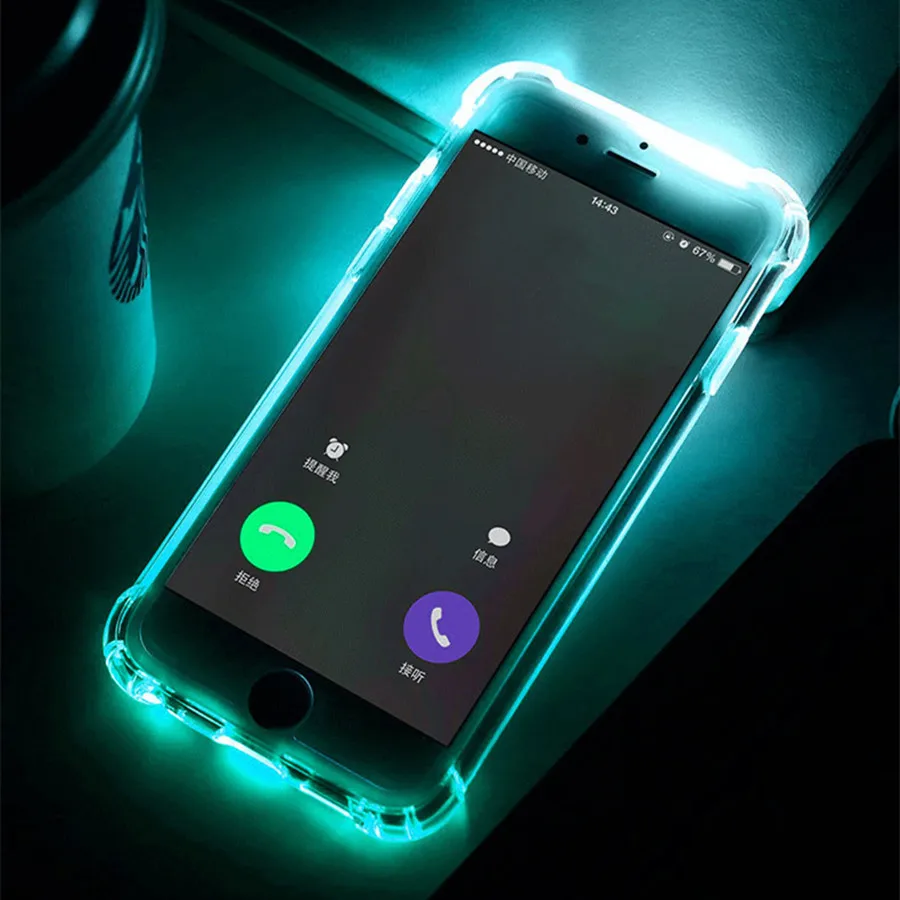 LED Flash Light Up Remind Incoming Call Phone Back Case For iPhone 7 Plus 5 5S SE 6 6S 8 Cover Anti-Knock Soft TPU Fundas Cases |