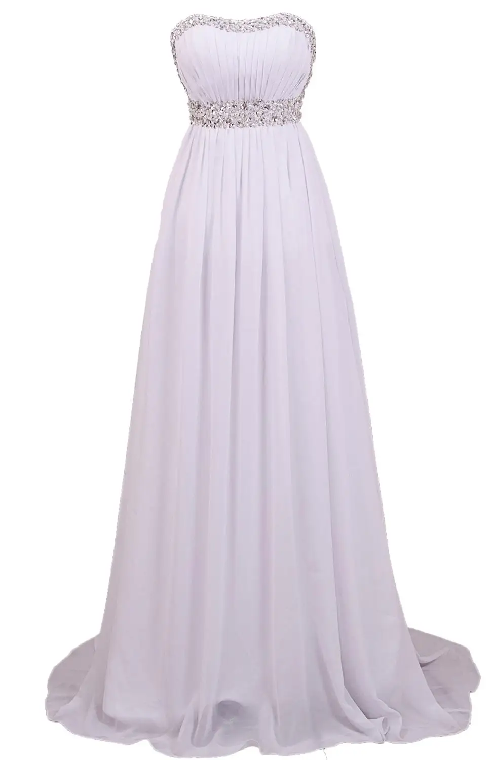 

Promotion Ready to Ship in store + Free Shipping Glamorous floor length white Evening Dresses long with crystal Free shipping