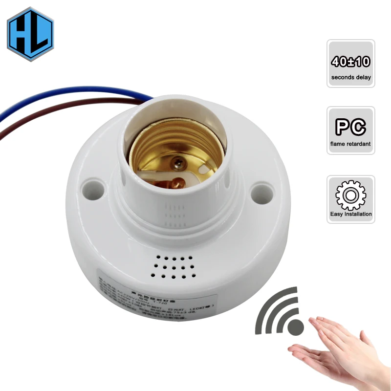 

E27 Lamp Socket Sound&Light Control Switch Delay Induction AC220V LED Light Corridor Door Concealed Controllable Light
