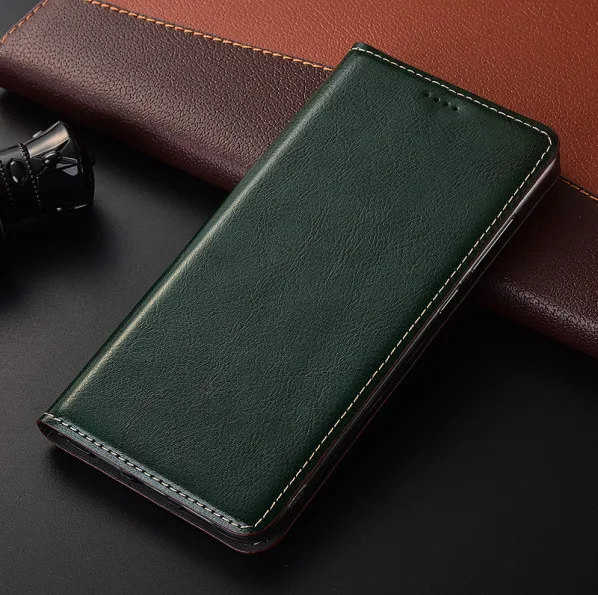 Business style genuine leather wallet phone bag for Samsung Galaxy Note 10/Samsung Galaxy Note 10 Plus wallet case card holder - Цвет: Green