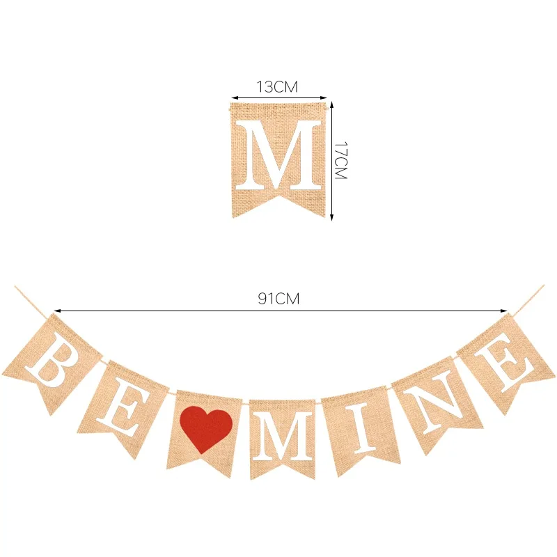 BE Mine брезентовые флажки флаг гирлянда из ткани День Святого Валентина декоративные Висячие украшения
