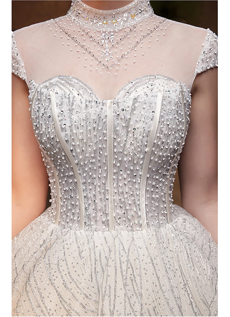 Марокко дизайн из бисера vestido de noiva princesa короткий рукав со стразами Роскошные Империя 2019 свадебное платье невесты Свадебный платья
