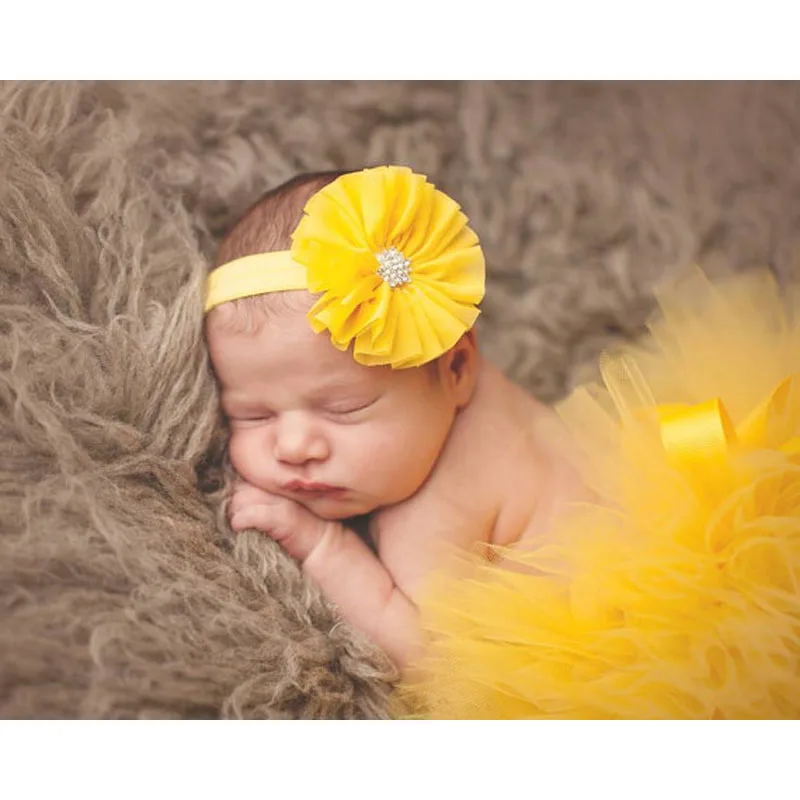 

Princess Baby Tulle Tutu with Matching Rhinestone Headband Set Newborn Photography Props Little Girl Tutu Skirt