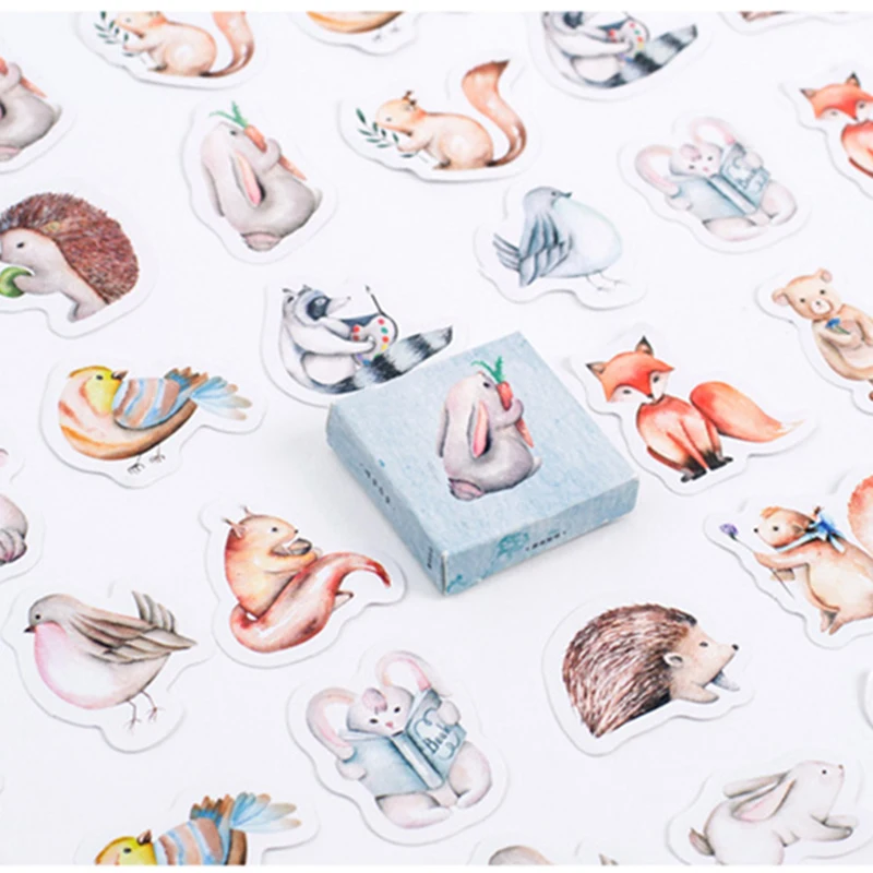 

45Pcs/box Kawaii Forest Animals Stickers Scrapbooking Creative Cartoon DIY Journal Decorative Adhesive Label Stationery Supplies