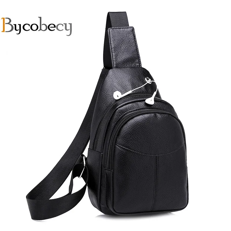 

Bycobecy Waterproof Chest Bag Women Casual Women Shoulder Bag Leather Zipper Crossbody Bags for Women Large Capacity Chest Pack