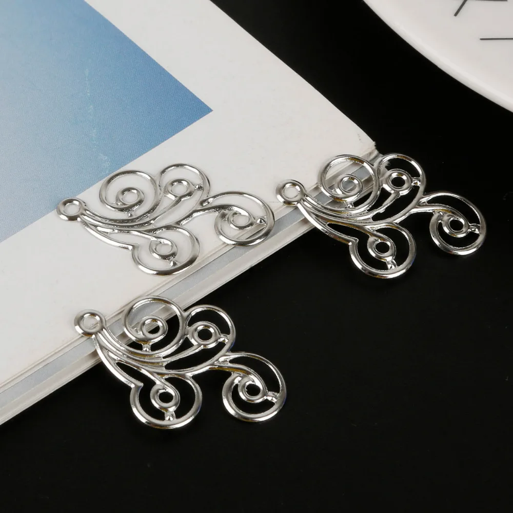 25pcs 31x21mm Rhodium Filigree Wraps Flower Connectors Metal Crafts For Jewelry Making Pendants Accessories DIY Charms