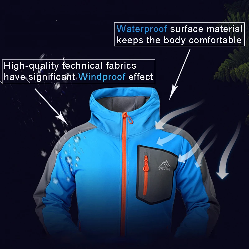 SAENSHING мужская флисовая куртка водонепроницаемая ветрозащитная Mtb велосипедная Куртка Теплая Флисовая одежда дождевик