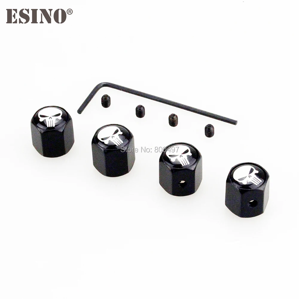 

4 x Car Styling The Punisher Skull Anti-theft Stainless Wheel Tire Valve Stems Caps Car Wheel Tire Stem Air Valve Caps