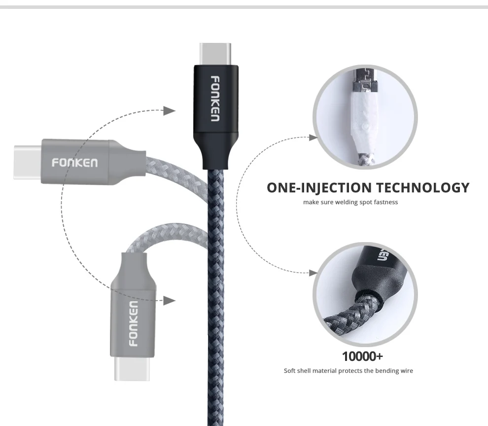 FONKEN usb type C кабель type-C быстрое зарядное устройство кабель 2.4A Быстрая зарядка кабель данных Реверсивный USB C кабель для Xiaomi Redmi Note 7 8