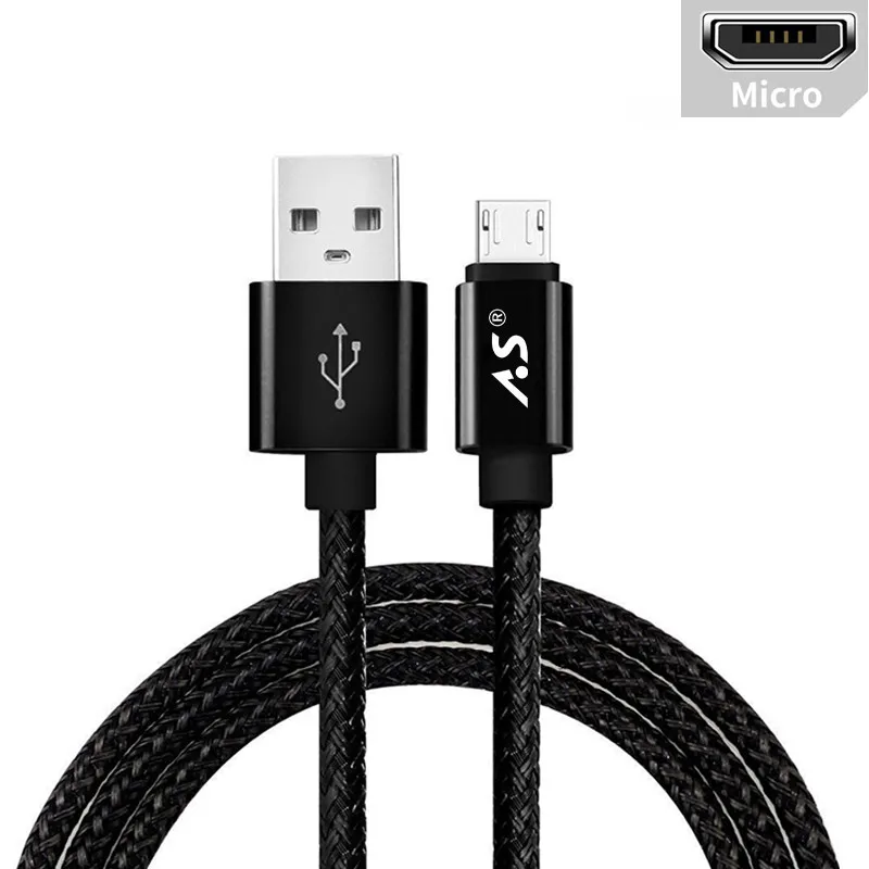А. С. 3 в 1 USB кабель для iPhone XS X 8 7 6 5 кабель Micro usb type C кабель для samsung S9 S8 кабель для быстрой зарядки 2.4A шнур зарядного устройства - Цвет: Only Micro USB Black