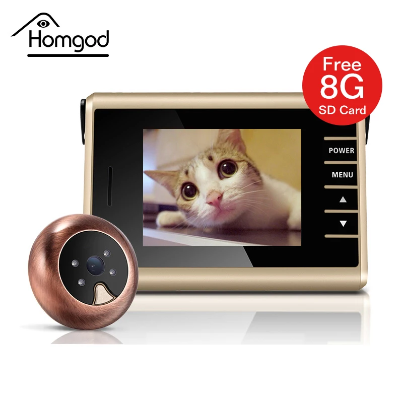 Homgod D12 1.0 мегапикселей фото/видео rocording Smart Беспроводной дверной звонок глазок